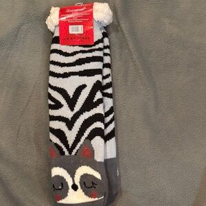 Women's Gray and Black Animal Print Socks